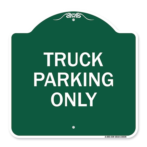 Reserved Parking Sign Truck Parking Only, Green & White Aluminum Sign, 18" x 18", GW-1818-23028